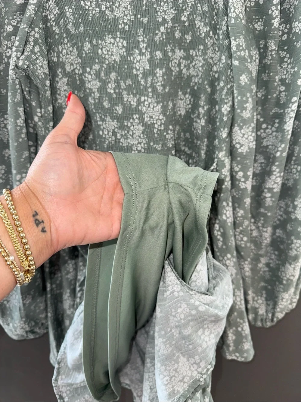 Altar'd State Sage Green Floral Romper